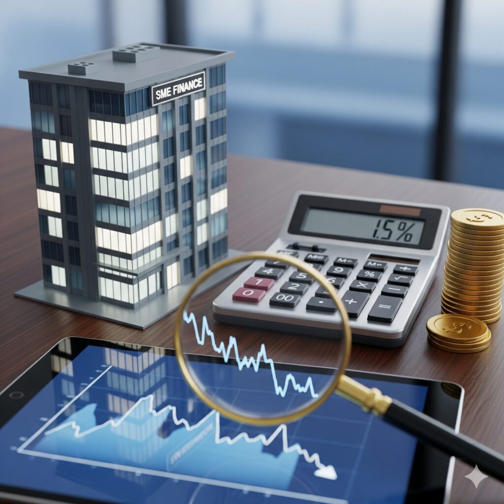 銀行、握手（マッチング）、コイン（手数料）のアイコンが矢印で結ばれている抽象的なイラスト