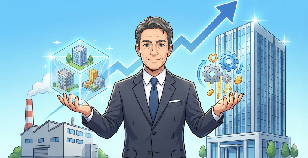 インボイス制度導入による業務負担に直面しつつも、デジタル化による解決と成長を目指す中小企業経営者のイメージ。