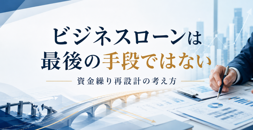 ビジネスローンは最後の手段ではないという考え方と、資金繰り再設計の重要性を表現した金融記事のアイキャッチ画像