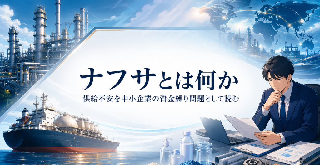 ナフサの供給不安と価格変動が中小企業の仕入コストや資金繰りに与える影響を示すアイキャッチ画像