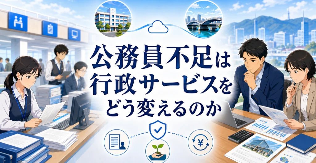 公務員不足による行政サービスの変化と中小企業への影響を表したアイキャッチ画像